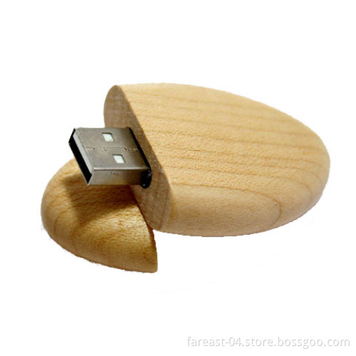 Wooden Oval USB 64GB Flash Thumb Drive Memory Disk (UW18)